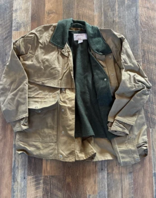 FILSON Tin Cloth Packer Coat Waxed Cotton Canvas Jacket 40 M Mackinaw Wool Liner - Image 1 of 4