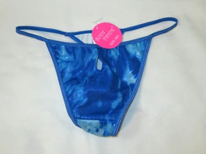 Vintage Body pride g string Thong Panties Sz M 6 blue stretch shimmer sparkle - Picture 1 of 5
