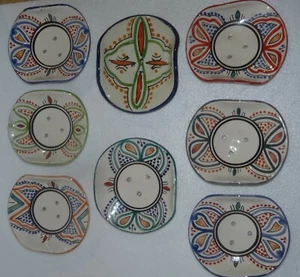 HAND PAINTED CERAMIC  MULTI COLOUR OVAL SOAP DISH * SAFI POTTERY - Picture 1 of 22