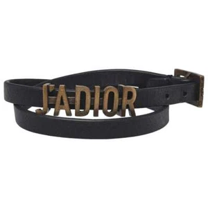 Dior Tono Dorado J'adior Charm Cuero Negro Gargantilla Collar Cuero - Imagen 1 de 4