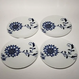 Set of 4 Crate & Barrel Camille 6.5" Bread & Butter Plates Porcelain Blue Flower - Picture 1 of 8