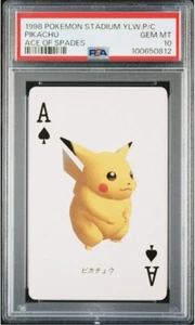 PSA 10 PIKACHU ACE OF SPADES 1998 POKEMON STADIUM YELLOW VERSION PLAYING CARDS - Picture 1 of 4