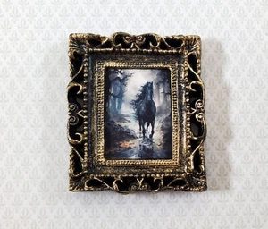 Miniature Horse Framed Print Black Stallion 1:12 Scale Halloween Haunted House - Picture 1 of 5