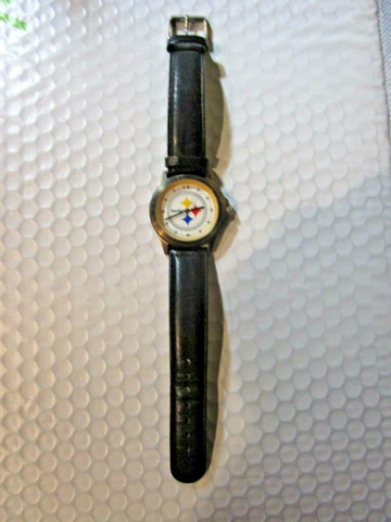 NFL Pittsburgh Steelers Mens/ Womens Watch with a Black Leather band~ Cover