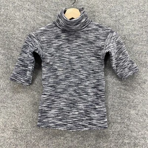 Free People Sweater Pullover Girls XS Gray Striped Knit Turtleneck Cotton Casual - Picture 1 of 10