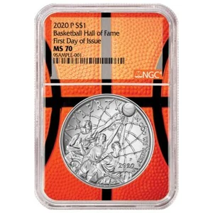2020-P $1 Basketball Hall of Fame Silver Dollar Coin NGC MS70 FDI Basketball ... - Picture 1 of 2