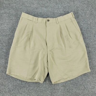 Pantalones Cortos Ping Para Hombre Talla 36 Marrón Chino Golf Bolsillos Plisados Logo Cremallera Mosca Adulto Foto 1 de 4