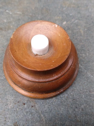 Antique Wooden Doorbell with Porcelain Push Button Cover