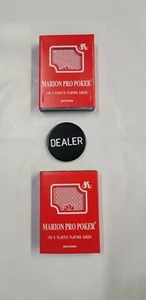 Marion Pro Poker 100% Plastic Playing Cards (Red 2 pk) with Dealer Button - Picture 1 of 3