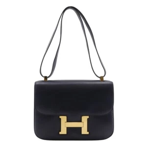 HERMES vintage Constance 24 Shoulder Bag Navy / Gold Hardware Box carf Women - Picture 1 of 12