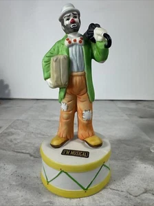 Flambro Emmett Kelly Jr Clown Porcelain Figurine Musical Sad Umbrella Suitcase - Picture 1 of 7