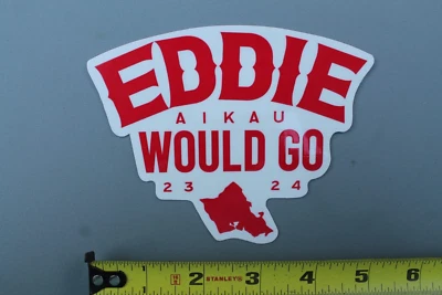 Eddie Would Go Aikau T&C Surf Surfboards Hawaii Aloha Clear Red Surfing STICKER - Image 1 of 4