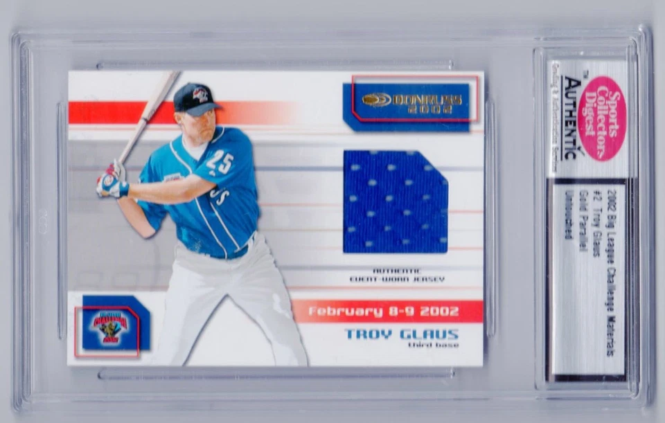 Camiseta deportiva Donruss Big League Challenge Materials #2 Troy Glaus 2002 paralela dorada Foto 1 de 1