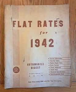 1942 Automobile Flat Rate Book Service Data Tune-Up Tables Vintage Garage Lit - Picture 1 of 5