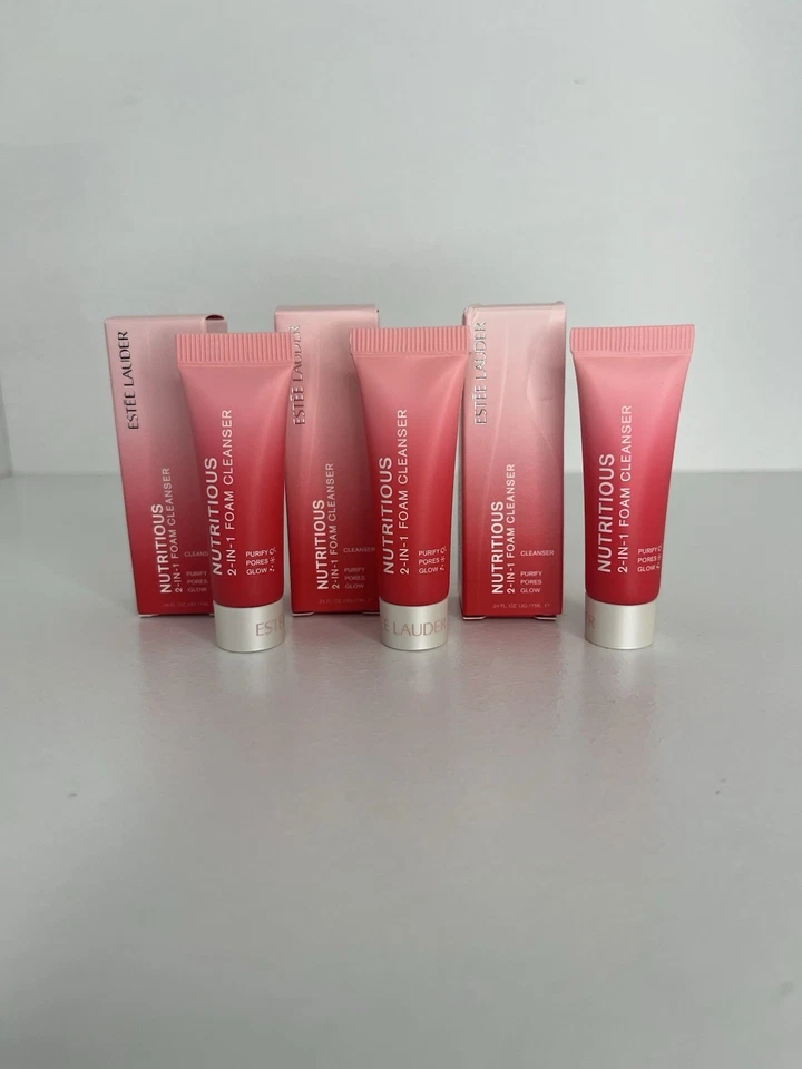 3x Limpiador en espuma 2 en 1 nutritivo Estee Lauder purificar muestra de poros 0,24 oz 7 ml Foto 1 de 1