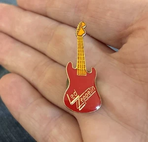 Vtg Led Zeppelin Red Guitar Rock n Roll Enamel Lapel Pin - Picture 1 of 3