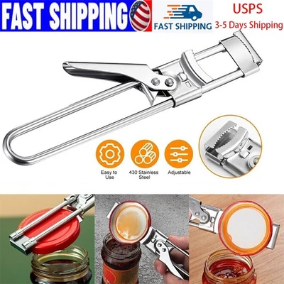 Abridor de latas de acero inoxidable ajustable tapa de tarro pinza abrebotellas manual herramienta Foto 1 de 4