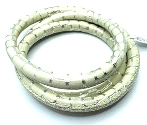 Brighton Woodstock Beige & Silver Snakeskin Triple Leather Bracelet 23in NWT - Picture 1 of 6