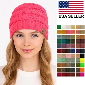 C.C Mujeres Hombres Unisex Moda Grueso Suave Acanalado Cable Tejido Calavera Gorra Gorro Sombrero - Imagen 1 de 100
