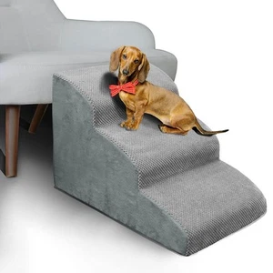 3-stufige Schaumstoff Hundetreppe, rutschfeste Rampe für ältere Haustiere mit Gelenkschmerzen, Sofazugang - Bild 1 von 6