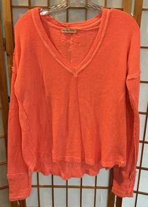 Free People We The Free Tee T Shirt Top Medium Neon Coral - Picture 1 of 3