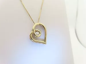 Collar Corazón Diamante Kays Oro Solitario Natural .20ct 10k Sólido 18 - 21" N403 - Imagen 1 de 9