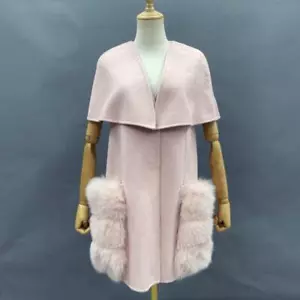 Women's Woolen Cape Shawl Coat Double Sided Wool Vest V-neck Solid Color Casual - Picture 1 of 14