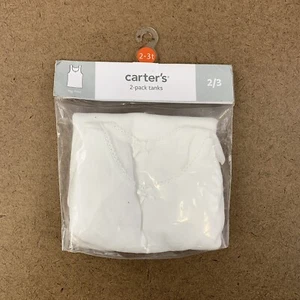 Carter's Girls Toddler Size 2/3 White Tag Free Cotton Tanks 2 Pack NWT - Picture 1 of 3