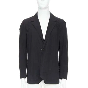 ATTACHMENT Kazuyuki Kumagai black cotton angular hem relaxed blazer JP3 L - Picture 1 of 9