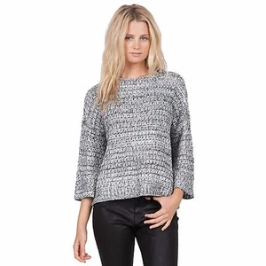 NWT WOMENS VOLCOM SOMETHING GOOD CREW SWEATER $60 S black cropped relaxed - Picture 1 of 2