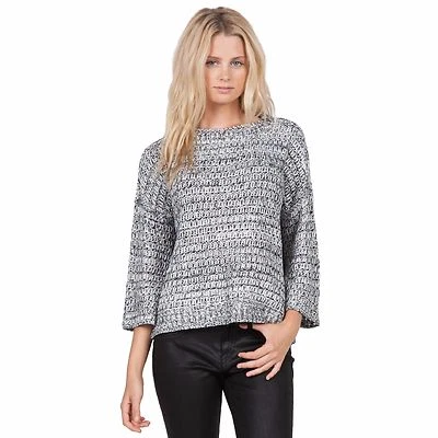 NWT WOMENS VOLCOM SOMETHING GOOD CREW SWEATER $60 S black cropped relaxed - Image 1 of 2