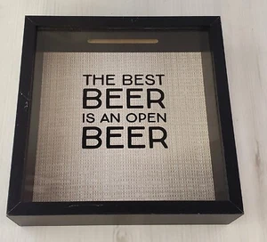BIERGELDBANK - Das beste Bier ist ein offenes Bier Holz quadratische Bank mit Glasfront - Bild 1 von 5