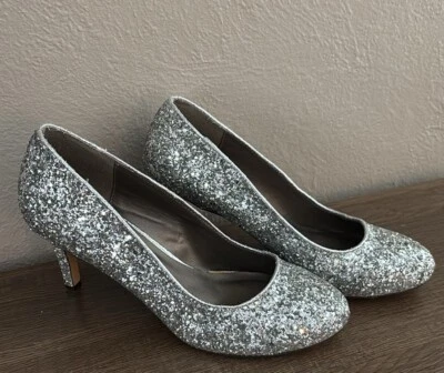 Women’s Michael Antonio Finnea Pumps, Sparkle Silver Glitter Bling, Size 10 - Image 1 of 4
