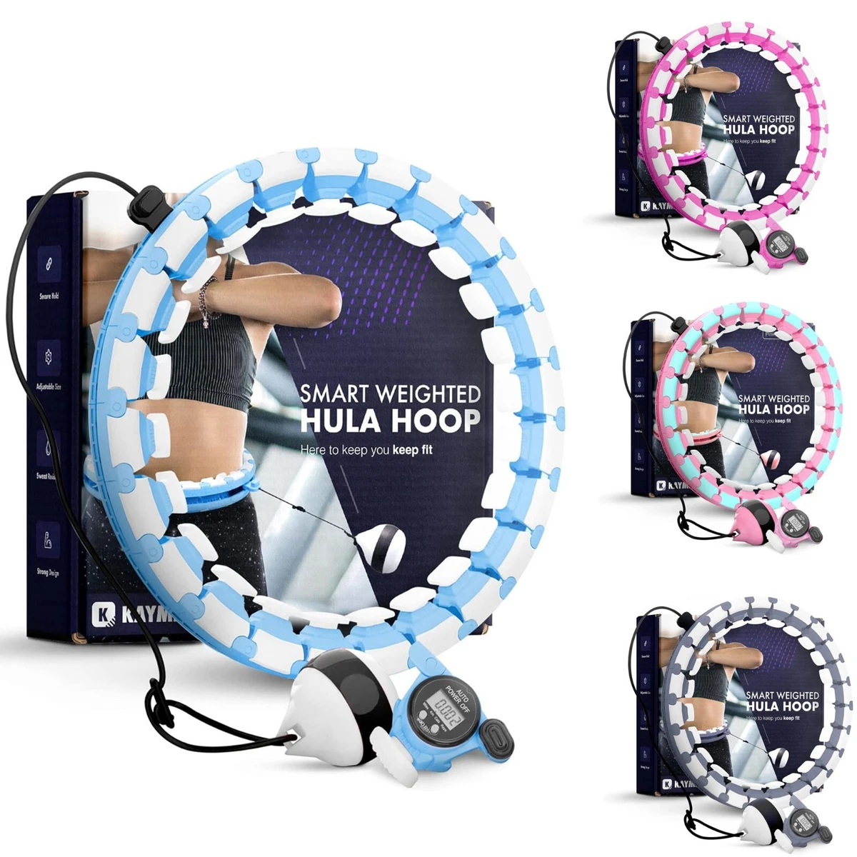 Massage Hula Hoop – Unisex Workout Hoop For Beginners & Advanced, Includes 8 Pieces & Massage Balls For Full-Body Toning