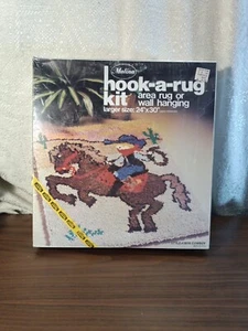 Vintage Malina Hook- A -Rug Kit 24" X 30” Cowboy. #28/05 USA Wall Hanging - Picture 1 of 8
