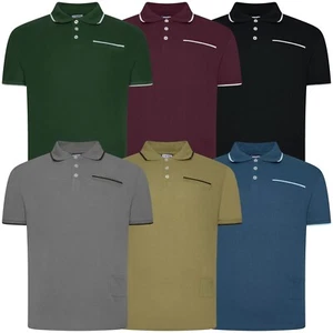 Mens Polo Shirts Short Sleeve Regular Fit Plain Contrast Tipped Pique Casual Top - Picture 1 of 48