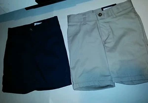 Boys Chaps Brand Navy Blue - Khaki Shorts Flat Front C461028H Size 4 5 6 7  - Picture 1 of 7