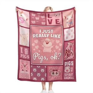 Cute Pig Blanket for Girl Boy I Just Really Pigs Throw Blanket Pig Stuff Supe - Picture 1 of 7