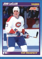 1991-92 Score Canadian Bilingual Canadiens Hockey Card #343 John LeClair Rookie