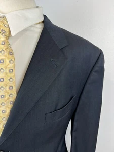 Daniel Cremieux Men’s Navy Nailhead Loro Piana Wool Sport Coat Blazer Size 46 L - Picture 1 of 12