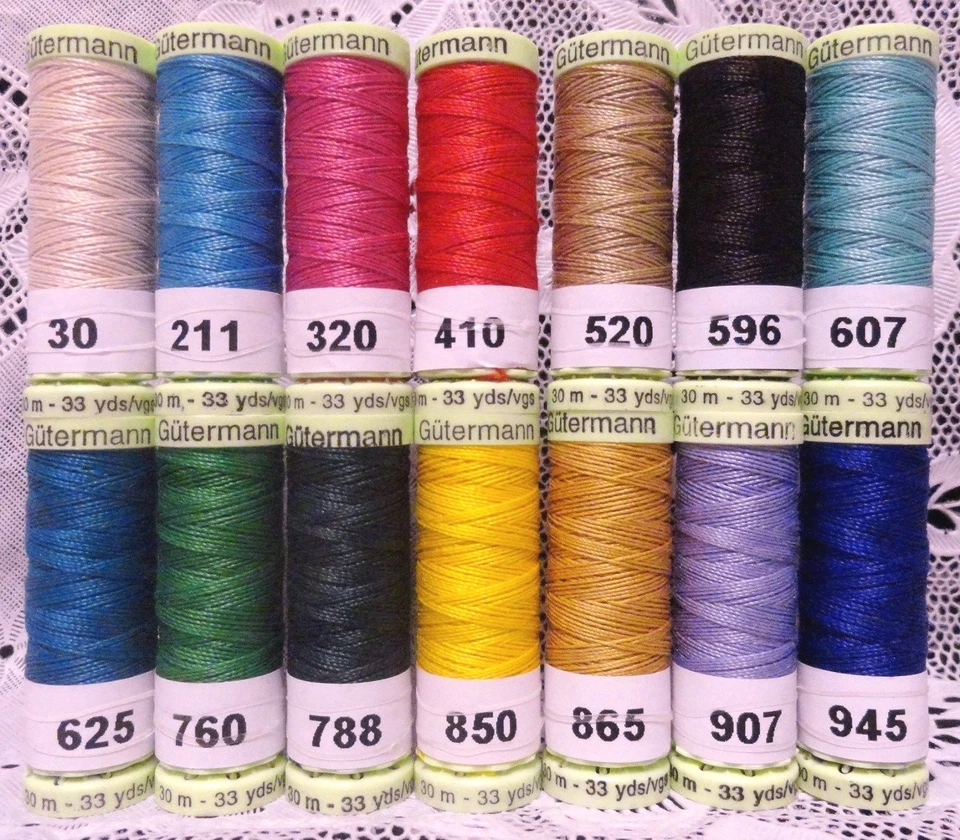 14 Heavy Duty GUTERMANN 100% Polyester Topstitching Thread 33 yard spools - Image 1 of 1