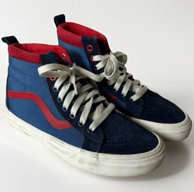 Monopatín Vans Sk8-Hi MTE Impermeable Azul Marino Rojo Gamuza Talla W8 M6.5 Usado en Excelente Condición Foto 1 de 4