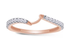 1/5 CT Round Cut Lab Grown Diamond Contour Band Ring in 14K Rose Gold - Picture 1 of 7