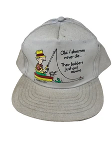 Vintage Old Fishermen Never Die Humorous Snapback Hat, Dad Gift - Picture 1 of 10