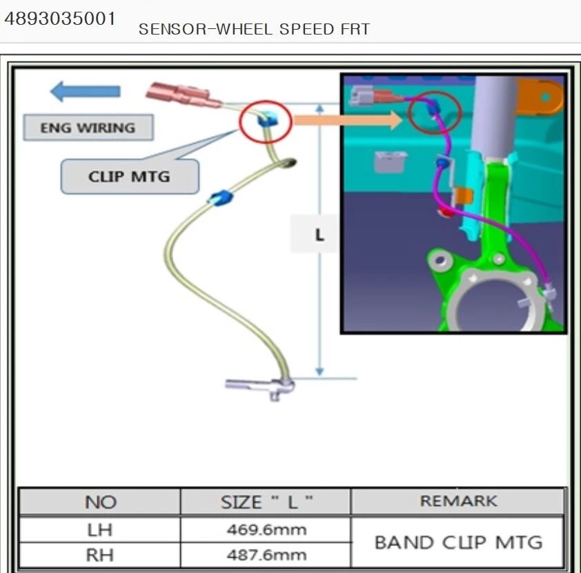 SENSOR DE VELOCIDAD DE RUEDA DELANTERA GENUINO-LH para SSANGYONG TIVOLI #4893035001 Foto 1 de 1