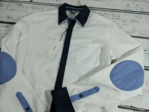 Hugo Boss Girls White LS Dress Shirt w/Elbow Patches & Faux Tie 14 Slim Fit NEW - Picture 1 of 12