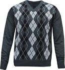 New Mens Argyle Diamond Long Sleeve V   Neck Jumper Top Pullover Winter Golf Top