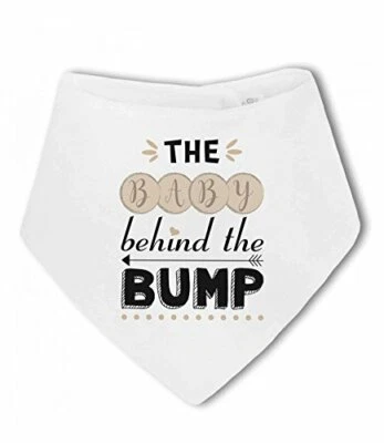 The Baby Behind the Bump neutral - Baby Bandana Bib by BWW Print Ltd