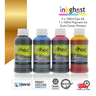 4 x 100ml rihac refill ink - Canon compatible refillable cartridges & CISS - Image 1 of 4