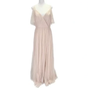 Jenny Yoo Aeryn Size 8 Soft Blush Tulle Mesh Maxi Gown Dress Bridesmaid BHLDN - Picture 1 of 6